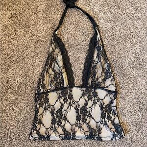 Black Lace Halter Top